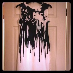 Black and White Abstract Print Dress